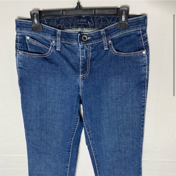Wrangler Q Baby Med Wash Mid Rise Straight Leg Jeans 7/8 - Picture 3 of 16